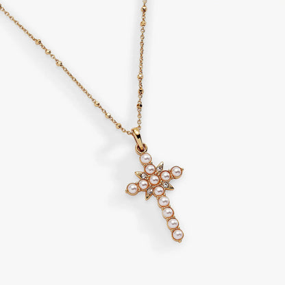 Divine Guides Cross Pendant Necklace With Pearl