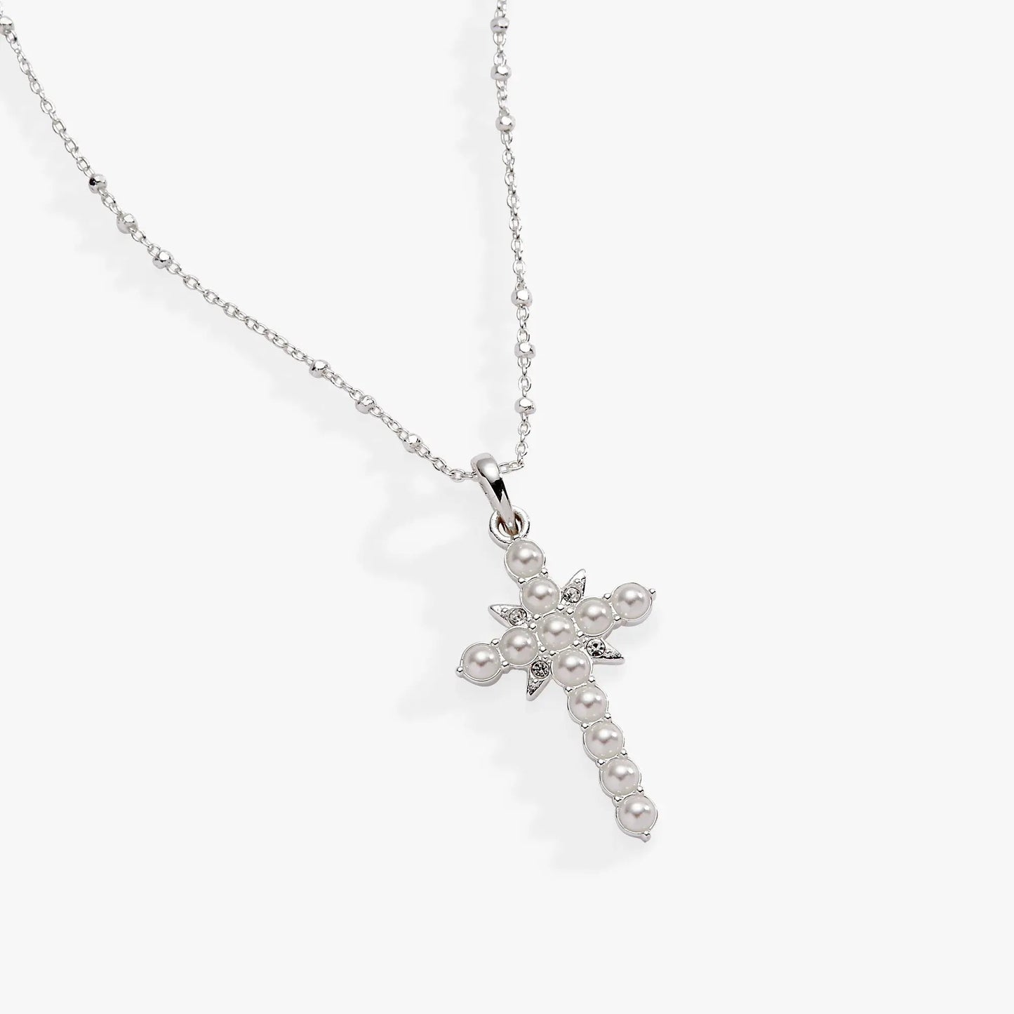 Divine Guides Cross Pendant Necklace With Pearl