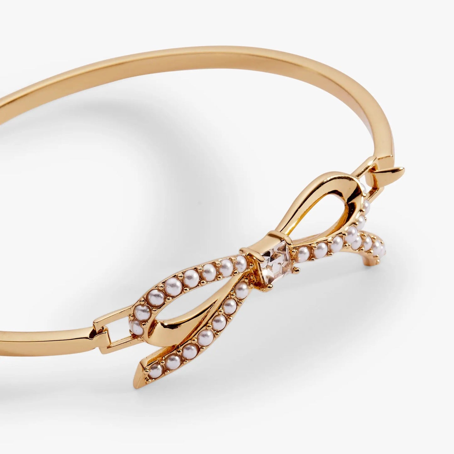 Bow Pearl Coquette Bangle with Crystal Bow
