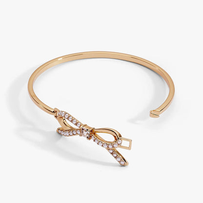 Bow Pearl Coquette Bangle with Crystal Bow