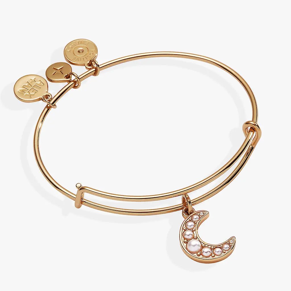 Pearl Moon Bangle with Crescent Moon Charm