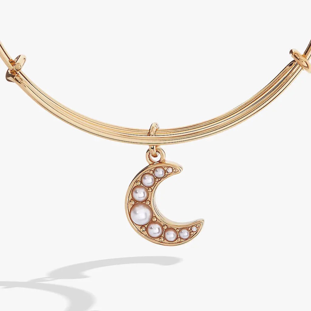 Pearl Moon Bangle with Crescent Moon Charm
