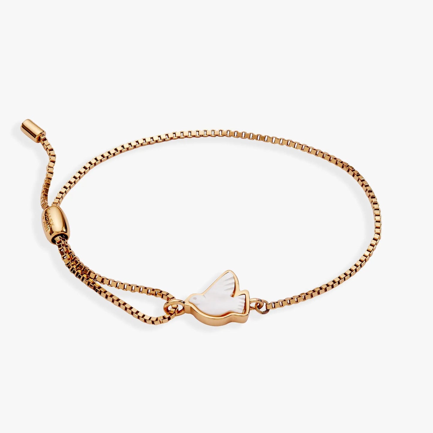 Dove Peace Mother of Pearl Pull Chain Bracelet