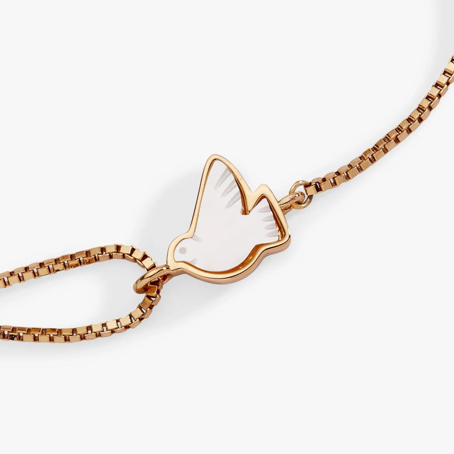 Dove Peace Mother of Pearl Pull Chain Bracelet