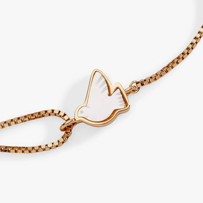Dove Peace Mother of Pearl Pull Chain Bracelet