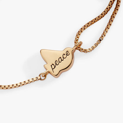 Dove Peace Mother of Pearl Pull Chain Bracelet