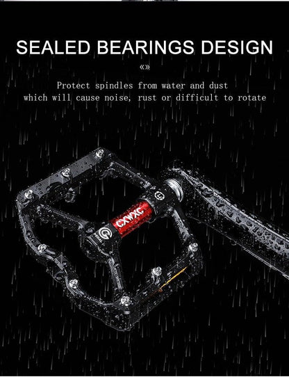 Stevvex aluminum bicycle pedal with sealed bearings, red spindle, flat platform on Tampa Home & Garden Store