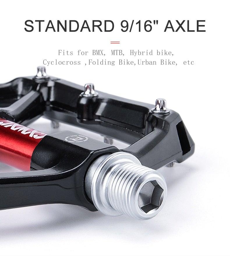 Stevvex aluminum bicycle pedal with sealed bearing flat platform, red body and 9/16 axle on Tampa Home & Garden Store