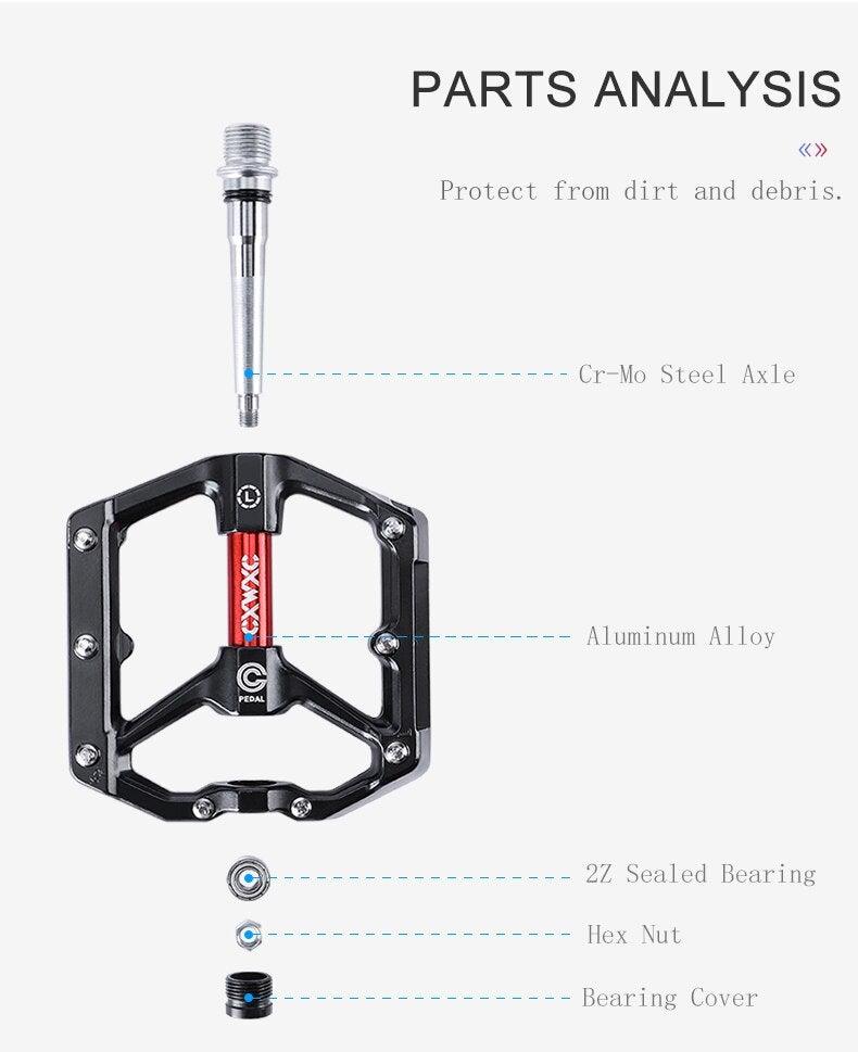 Stevvex bicycle pedal aluminum flat platform with Cr-Mo steel axle and 2Z sealed bearing on Tampa Home & Garden Store