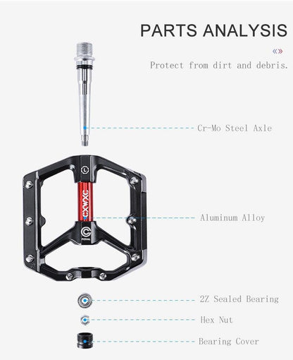 Stevvex bicycle pedal aluminum flat platform with Cr-Mo steel axle and 2Z sealed bearing on Tampa Home & Garden Store