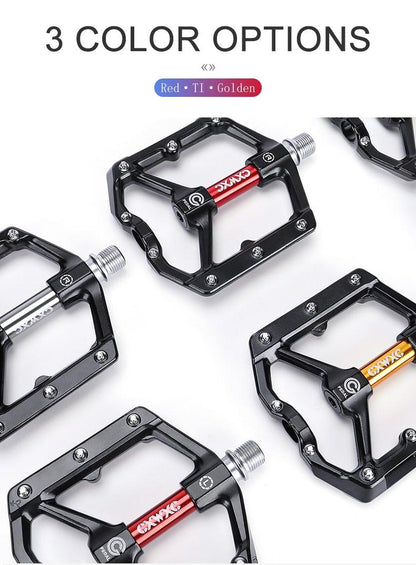 Stevvex aluminum flat bicycle pedals with sealed bearings, 4-pack, red/blue/gold options on Tampa Home & Garden Store