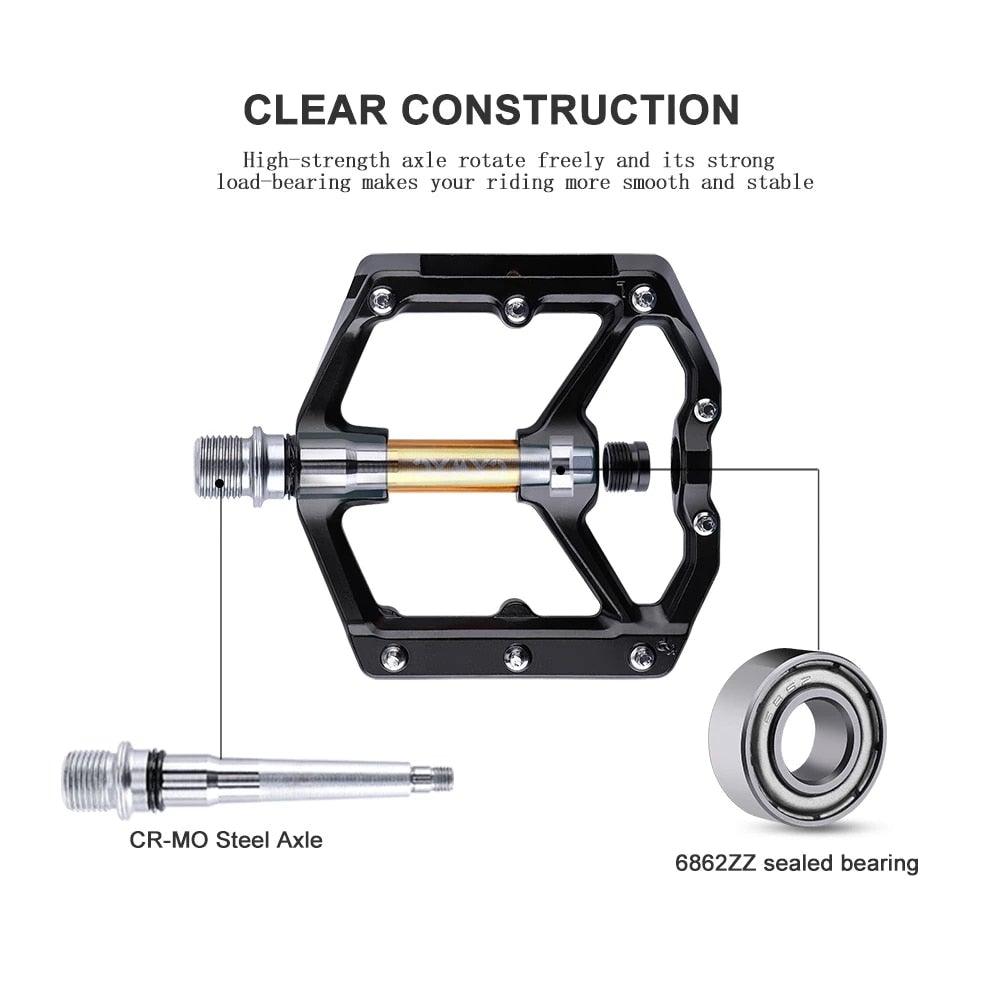 Stevvex flat aluminum pedal with sealed 686ZZ bearing and CR-MO steel axle black platform on Tampa Home & Garden Store