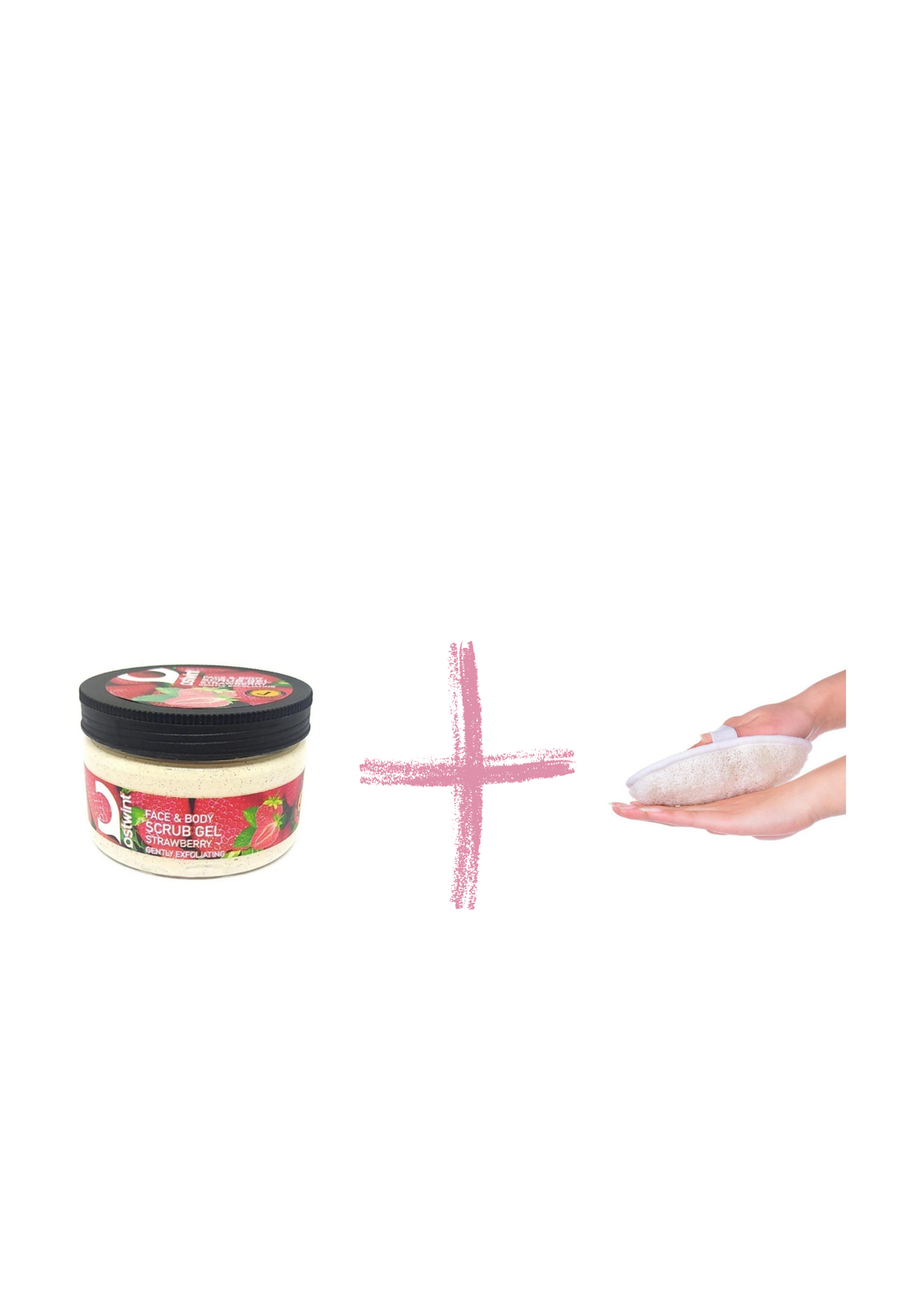 Ostwint Face & Body Scrub Gel Strawberry jar with sponge on Tampa Home & Garden Store
