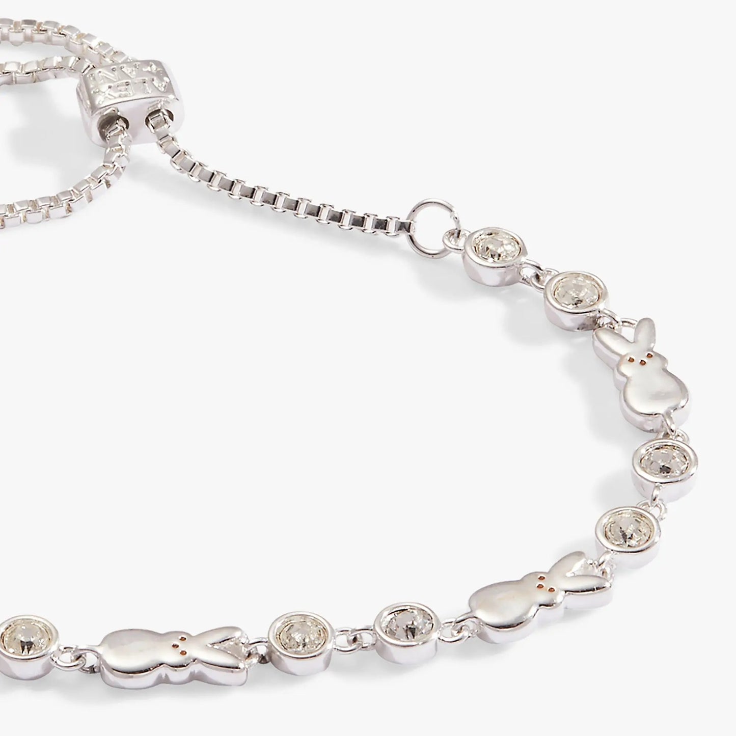 Bracelet PEEPS Bunny Bolo by ALEX AND ANI, silver-tone chain with crystal disk charms on Tampa Home & Garden Store
