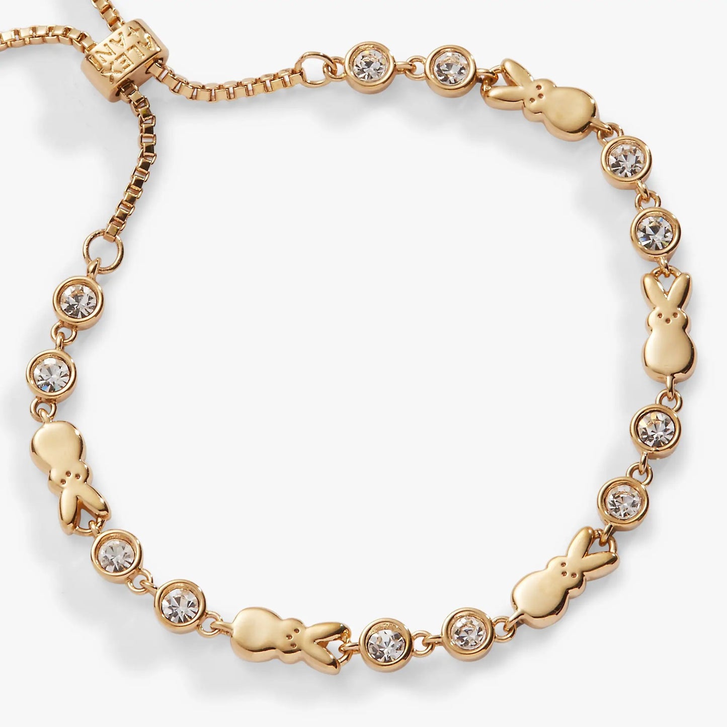 Bracelet PEEPS Bunny Bolo by ALEX AND ANI in rose gold with crystal accents and bunny charms on Tampa Home & Garden Store