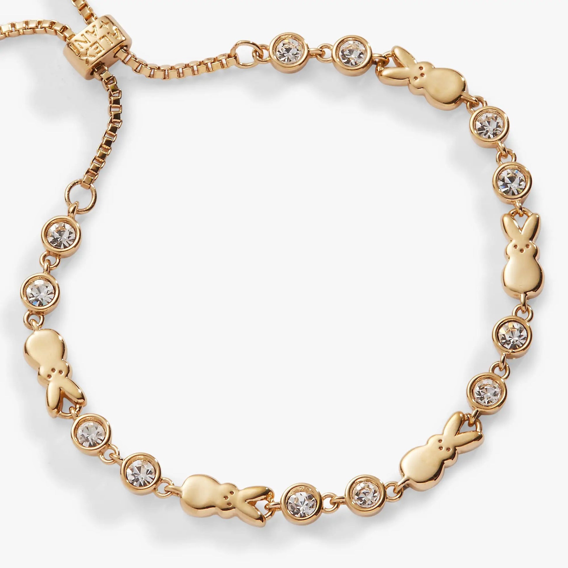 Bracelet PEEPS Bunny Bolo by ALEX AND ANI in rose gold with crystal accents and bunny charms on Tampa Home & Garden Store