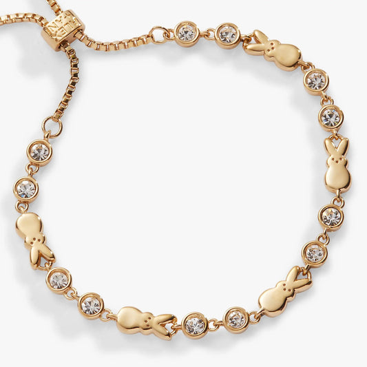 Bracelet PEEPS Bunny Bolo by ALEX AND ANI in rose gold with crystal accents and bunny charms on Tampa Home & Garden Store