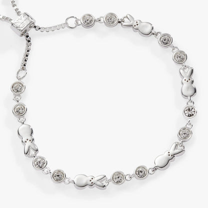 Peeps Bunny Bolo Bracelet by Alex and Ani in silver with crystal bezel discs and bunny charms on Tampa Home & Garden Store