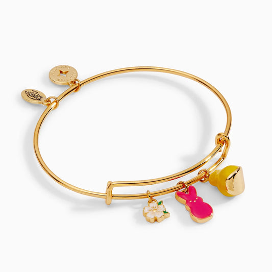 PEEPS Chick & Bunny Multi Charm Bangle, gold-tone bracelet with enamel charms by ALEX AND ANI on Tampa Home & Garden Store