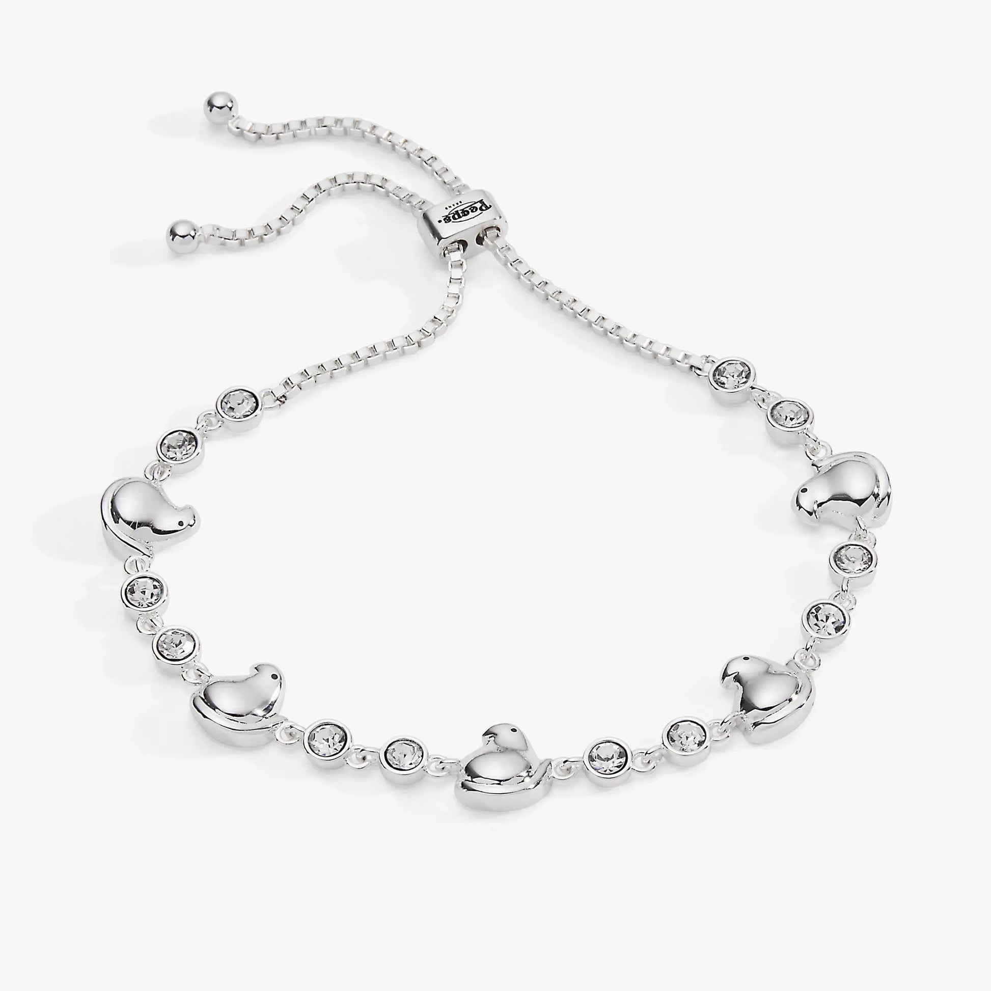 PEEPS Chick Bolo Bracelet by ALEX AND ANI, silver tone with crystal accents, adjustable bolo on Tampa Home & Garden Store
