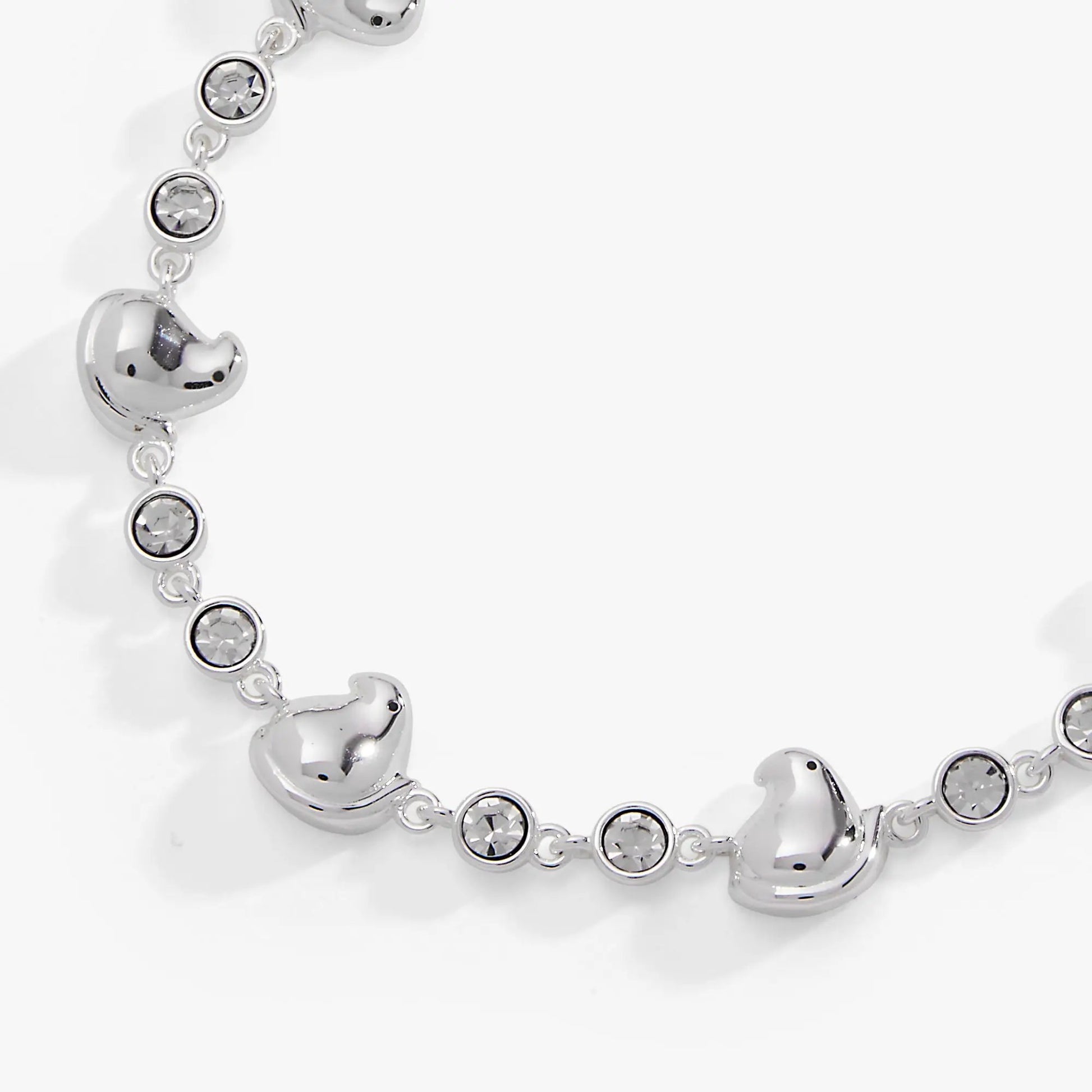 Peeps Chick bolo bracelet by ALEX AND ANI, silver-tone with round crystal bezel charms on Tampa Home & Garden Store