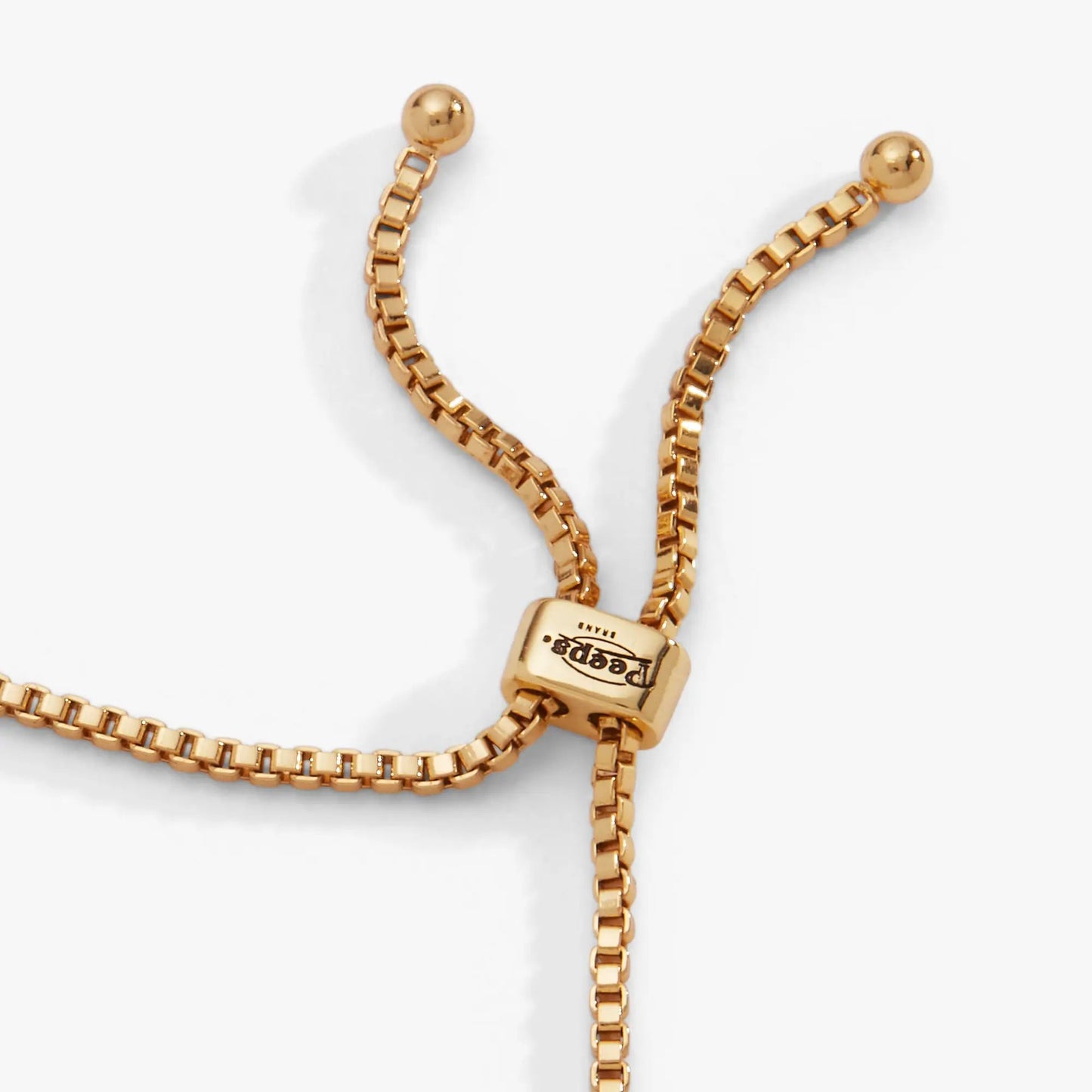 Gold-tone PEEPS Chick Bolo Bracelet by ALEX AND ANI, square-engraved clasp, bolo chain on Tampa Home & Garden Store