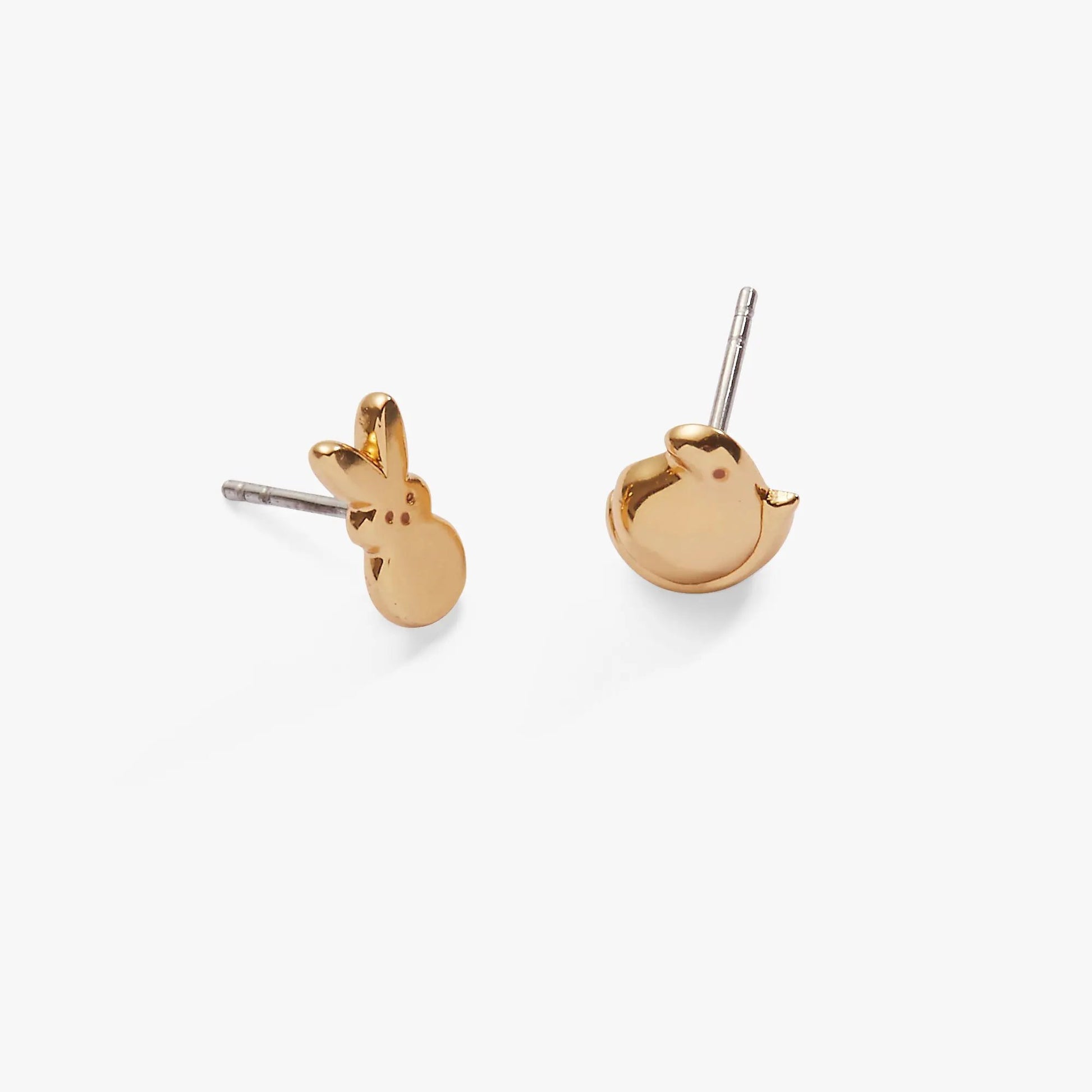 Alex and Ani PEEPS Bunny and Chick stud earrings pair in gold-tone metal on Tampa Home & Garden Store