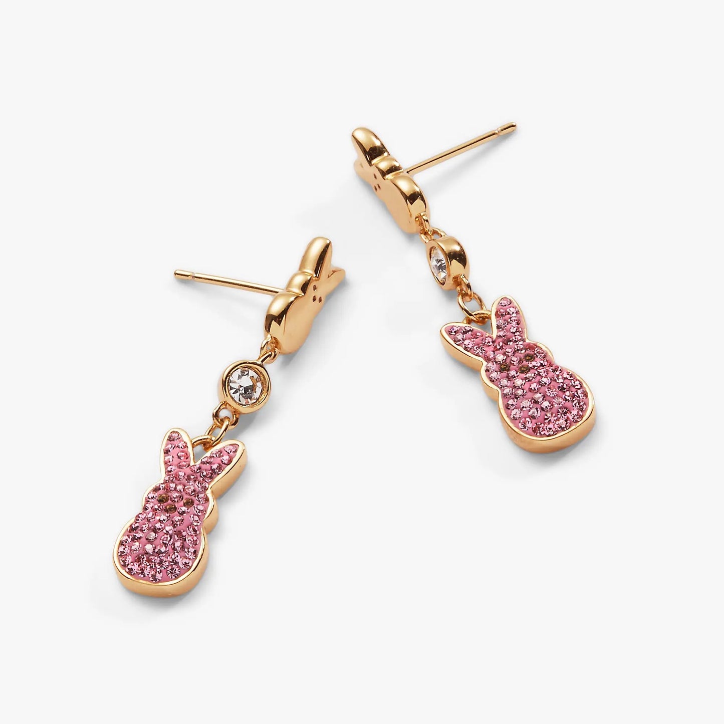 Peeps Statement Earrings with Pink Bunny Crystals