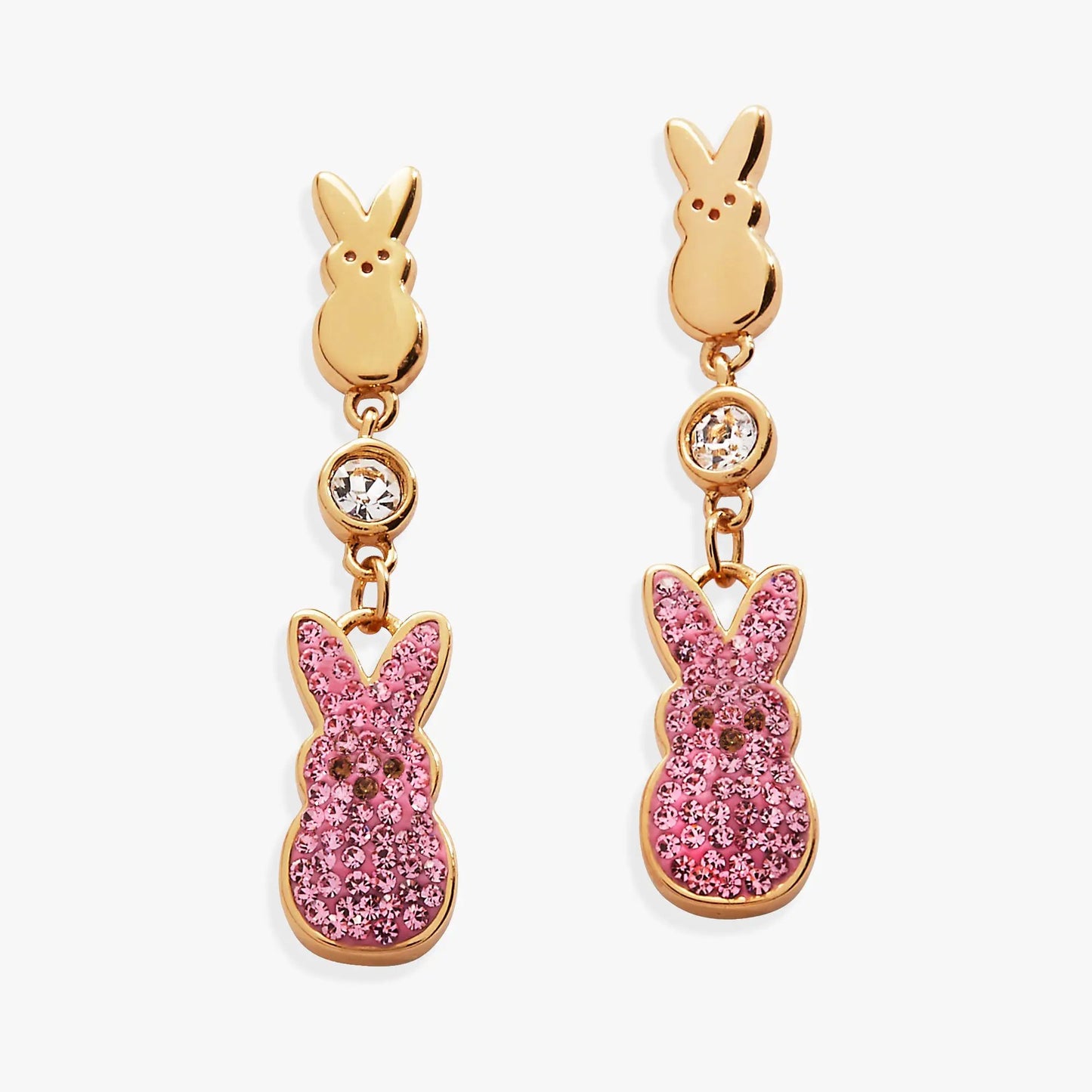 Peeps Statement Earrings with Pink Bunny Crystals