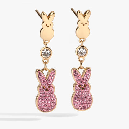 Peeps Statement Earrings with Pink Bunny Crystals