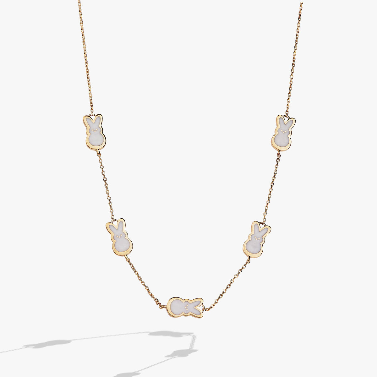 PEEPS Pearlized Bunny Charm Necklace gold-tone chain with bunny charms by Alex and Ani on Tampa Home & Garden Store