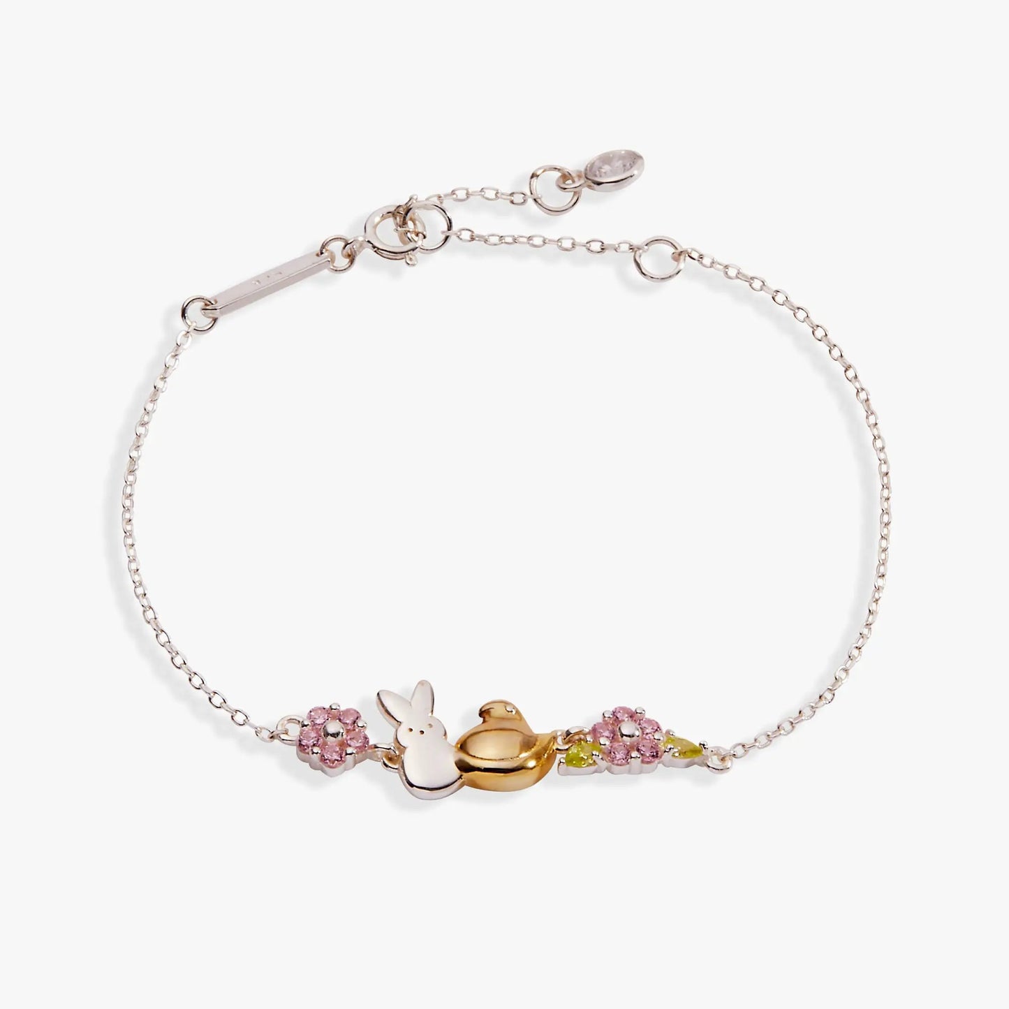 Bracelet PEEPS Precious Peepsake by ALEX AND ANI with bunny and flower charms on rose-gold chain on Tampa Home & Garden Store