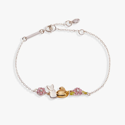 Bracelet PEEPS Precious Peepsake by ALEX AND ANI with bunny and flower charms on rose-gold chain on Tampa Home & Garden Store