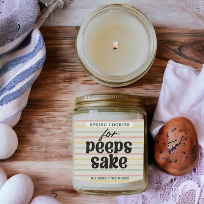 Easter Cookie Candle by Gia Roma in a glass jar with pastel label on Tampa Home & Garden Store