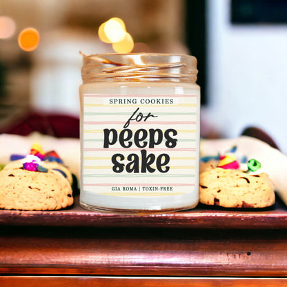 Easter Cookie Candle by Gia Roma in a clear jar with pastel striped label on Tampa Home & Garden Store