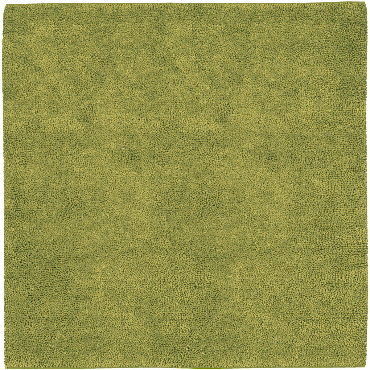 Contemporary Olive Green Wool Hand Woven Shag Rug