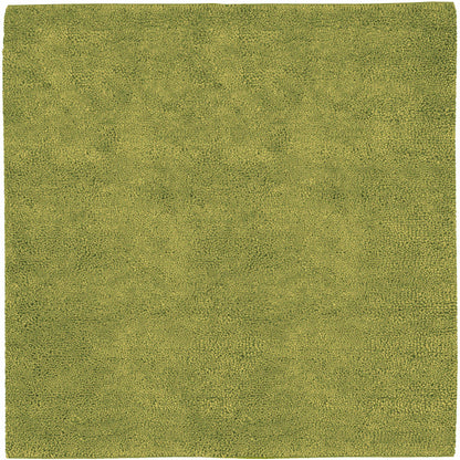 Contemporary Olive Green Wool Hand Woven Shag Rug