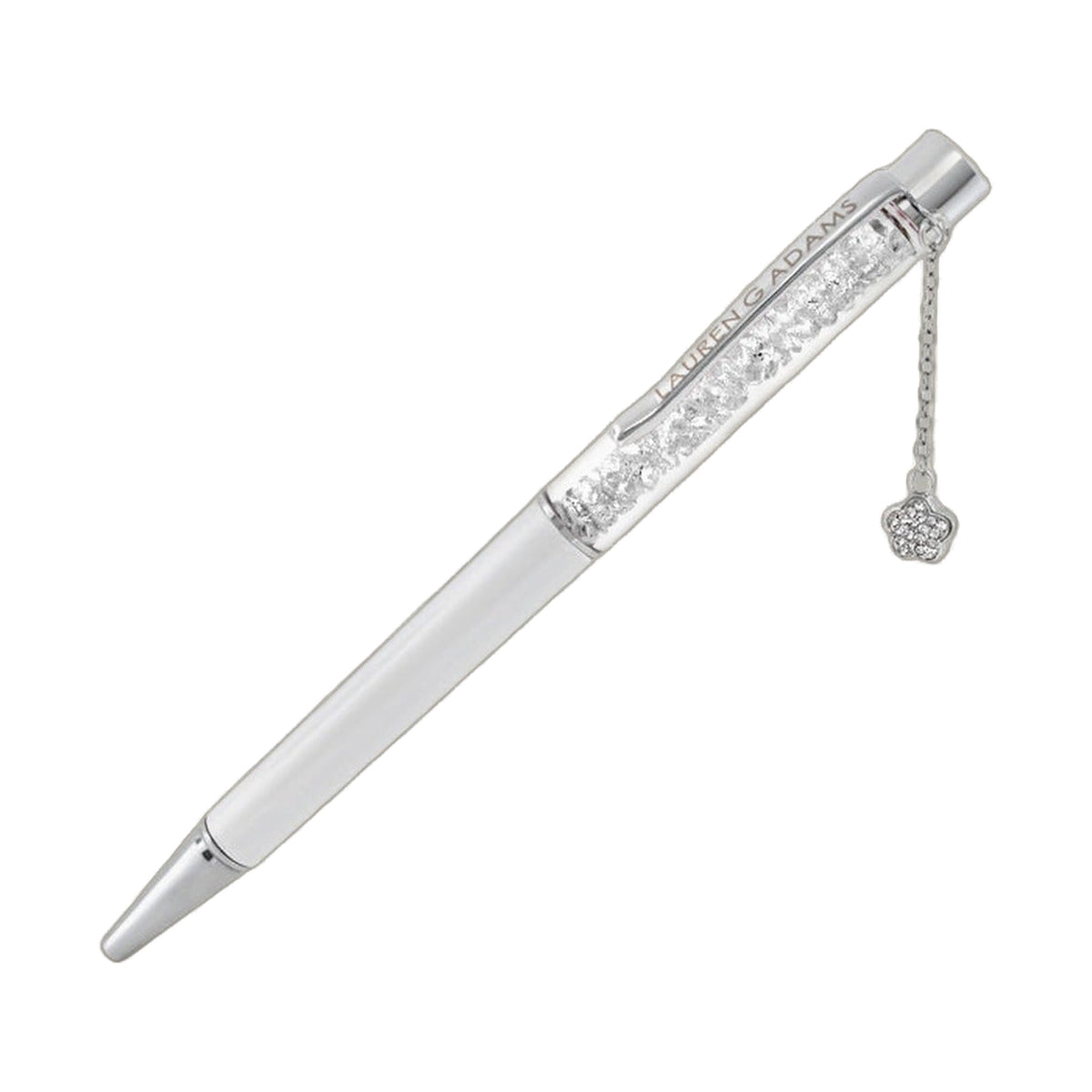 Lauren G Adams pen, silver-tone crystal-filled barrel with decorative chain on Tampa Home & Garden Store