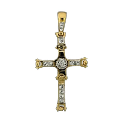 a Large Cross Charm for Men of Gold Plated Brass