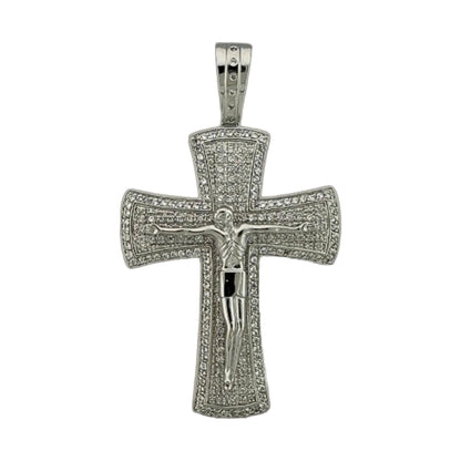 Men Rhodium Plated Cross Pendant and Silver