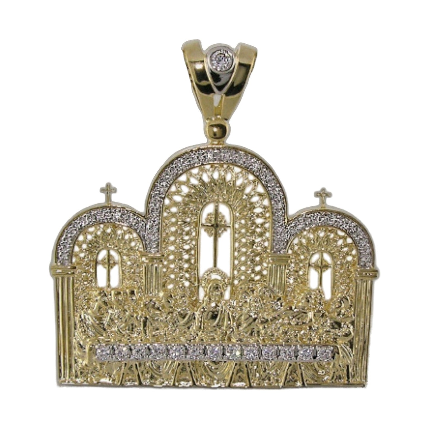Pendant Charm gold-tone cathedral window pendant with pave crystal border on Tampa Home & Garden Store