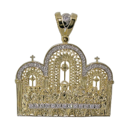 Pendant Charm gold-tone cathedral window pendant with pave crystal border on Tampa Home & Garden Store