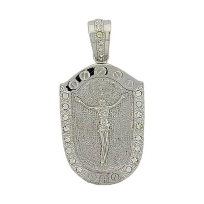 Pendants Charm silver-tone rectangular pendant with crystal border and decorative bail on Tampa Home & Garden Store