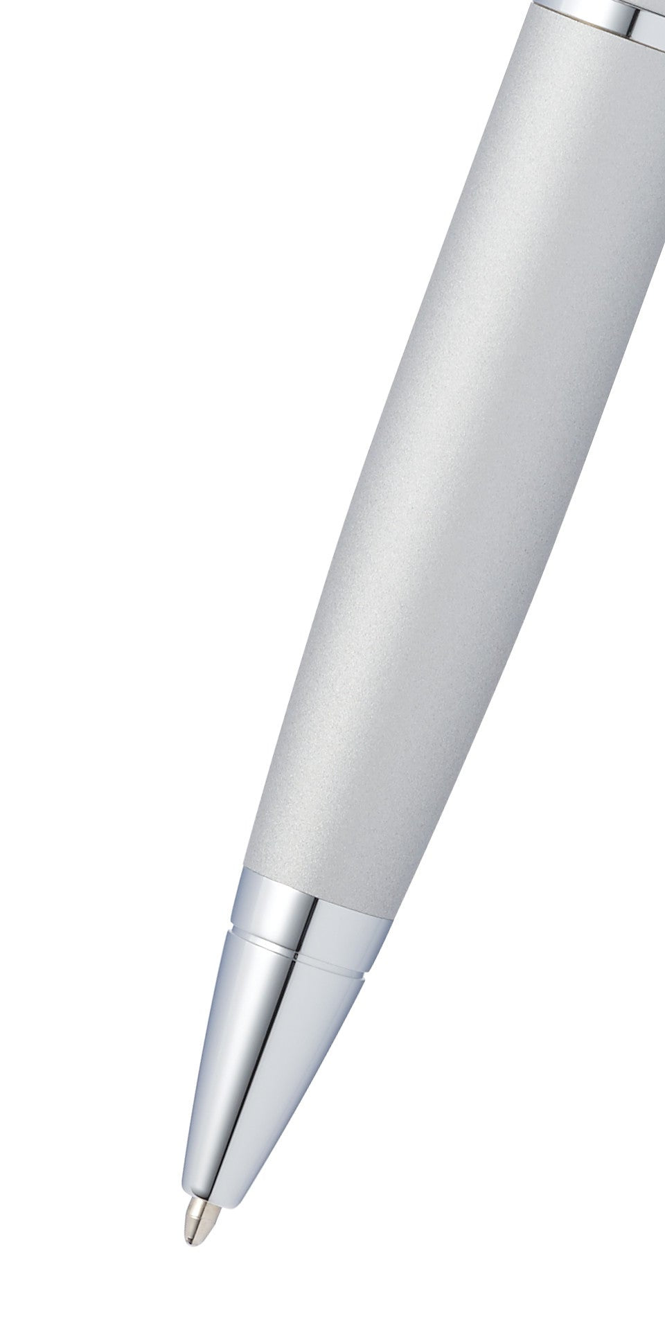 Calais Satin Chrome Ballpoint Pen by A.T. Cross with silver matte barrel and chrome tip on Tampa Home & Garden Store