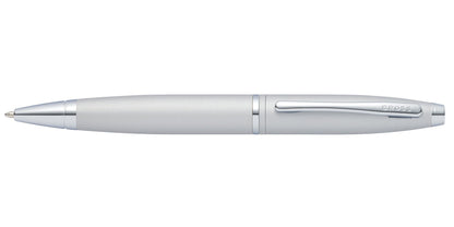 Calais Satin Chrome Ballpoint Pen by Cross, silver-gray metal body with clip on Tampa Home & Garden Store