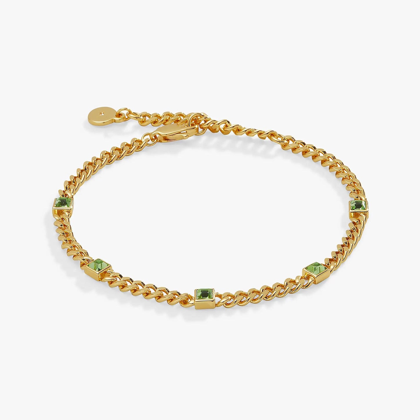 Bracelet: ALEX AND ANI August Birthstone Peridot Curb Chain, gold-tone with peridot stones on Tampa Home & Garden Store