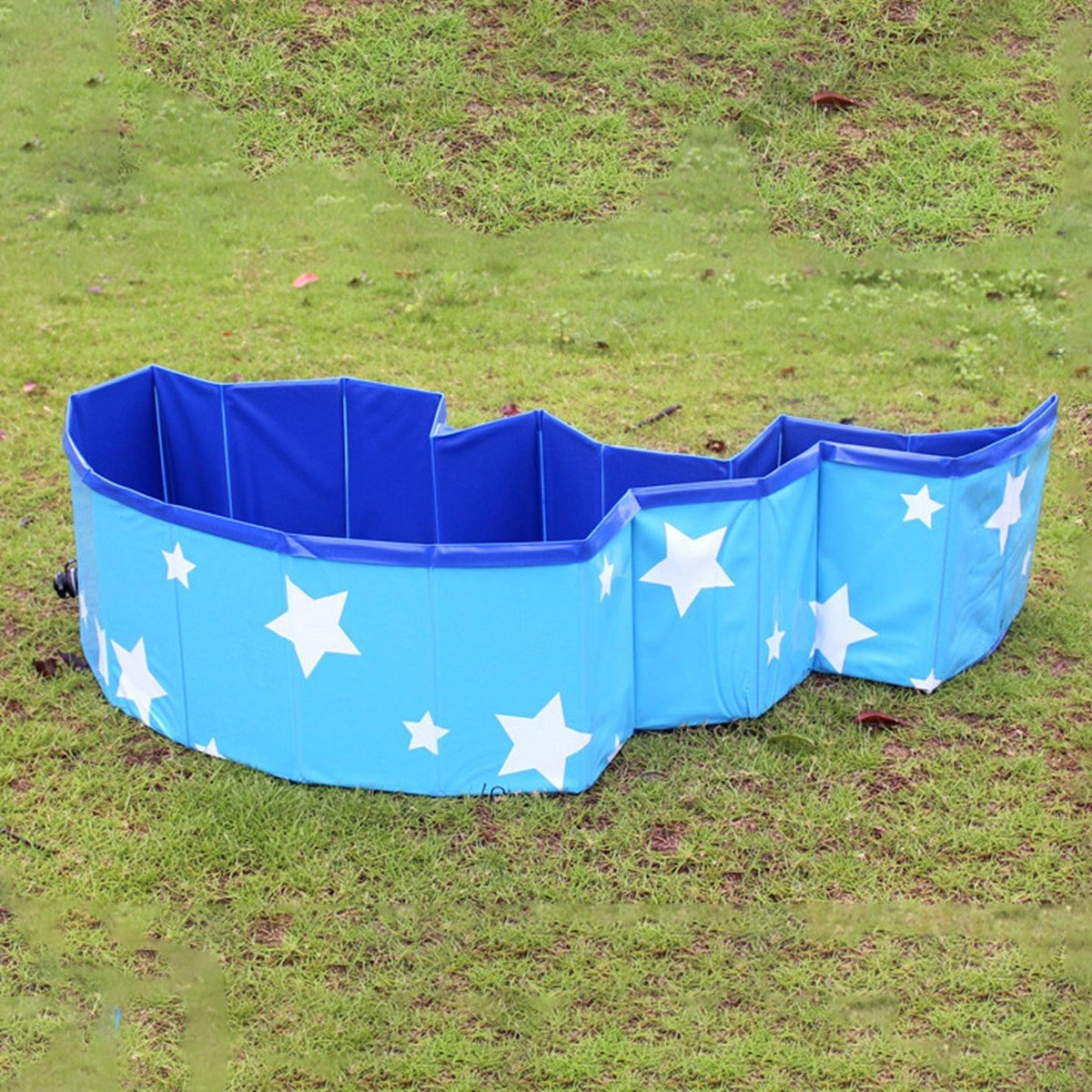 Foldable blue star-print pet pool for dogs and cats, portable washing tub by Stevvex on Tampa Home & Garden Store