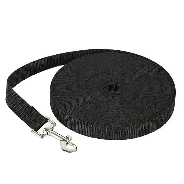 Stevvex Long Training Dog Leash, black nylon with metal clip, long line for small and large dogs on Tampa Home & Garden Store