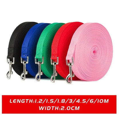 Stevvex 6-color dog leash set in black blue green red pink with metal clasps long 1.2–10m on Tampa Home & Garden Store