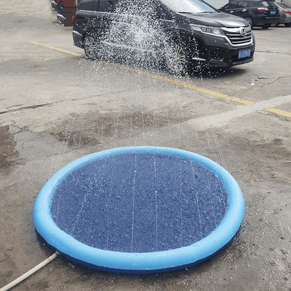 Pet sprinkler pool round blue inflatable water spray mat for dogs & kids Stevvex on Tampa Home & Garden Store